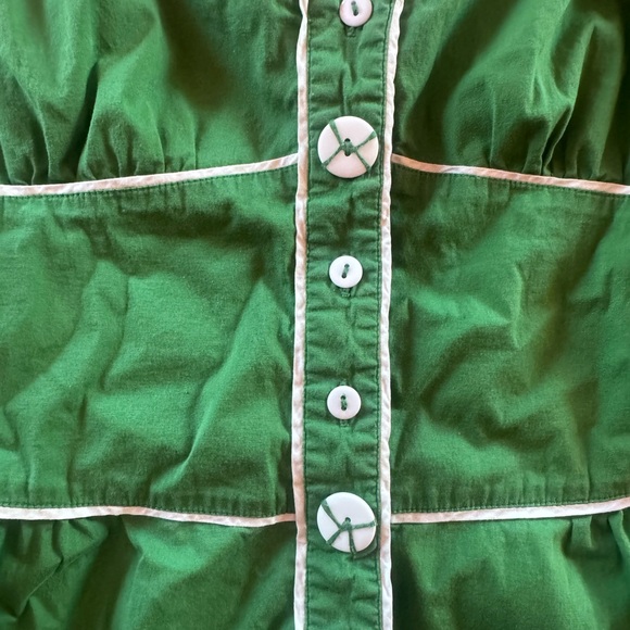Anthropologie Green Sleeveless Button-Up Peplum Top SZ 8 - Picture 2 of 6